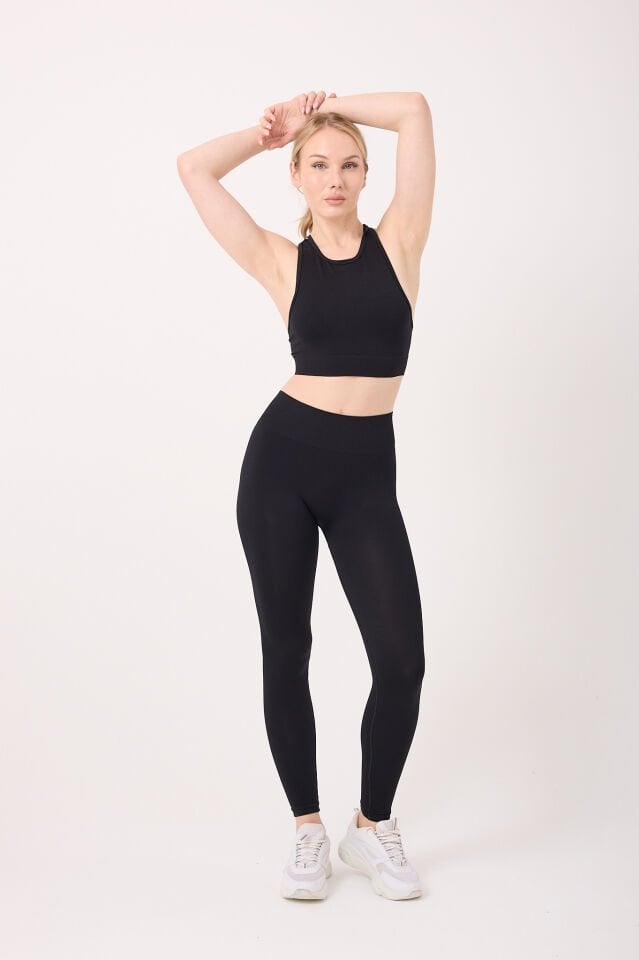 Aura Arkası Toplamalı Toparlayıcı Etkili Yüksek Bel Seamless Tayt