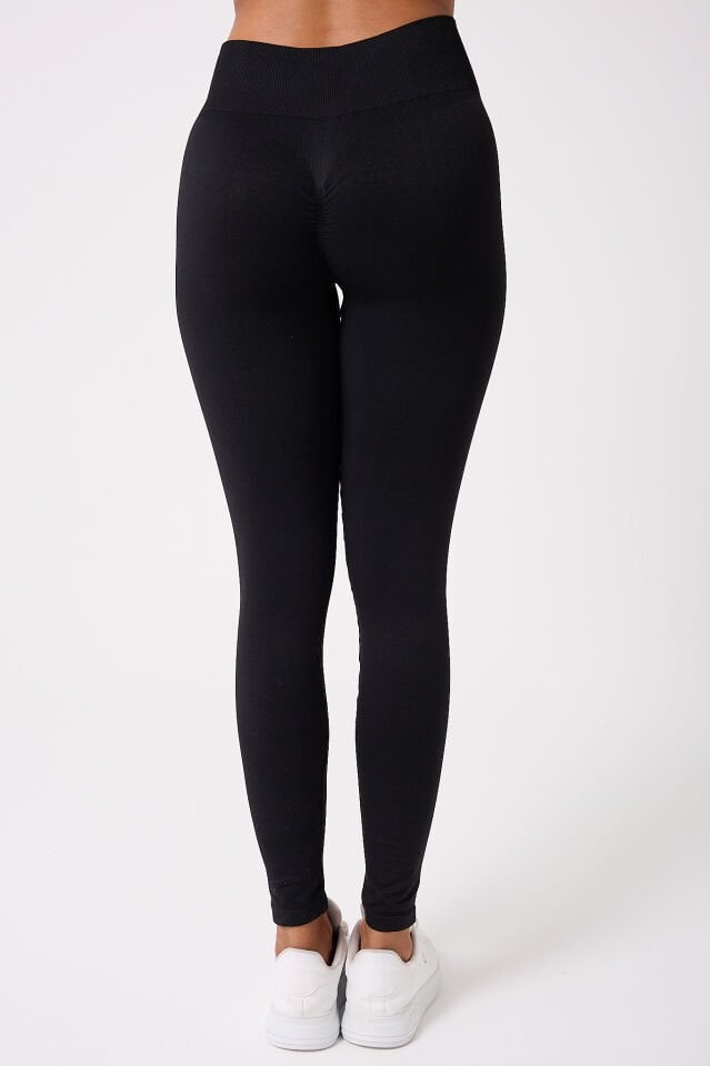 Aura Arkası Toplamalı Toparlayıcı Etkili Yüksek Bel Seamless Tayt