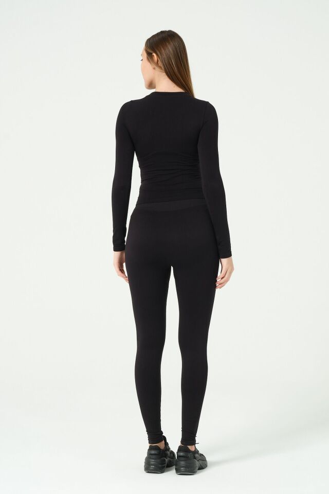 Yuvarlak Yaka Uzun Kollu Seamless Crop
