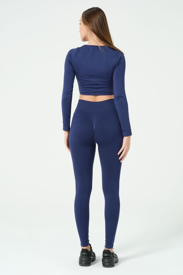 Uzun Kollu Önü Açık Crop Top