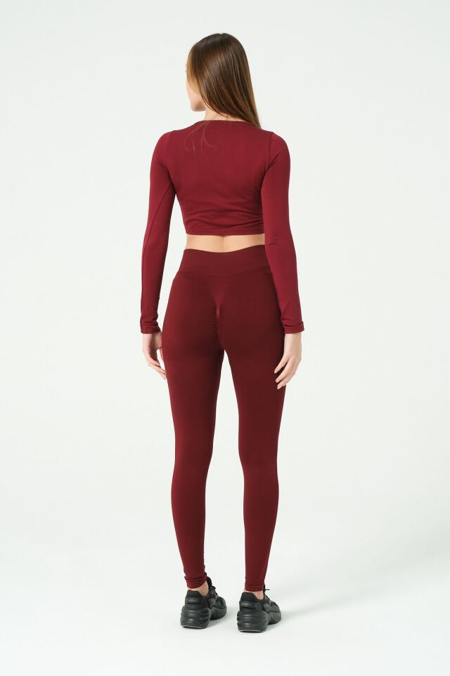 Uzun Kollu Önü Açık Crop Top