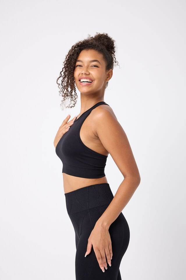 Sırtı Çapraz İpli Crop Top Seamless