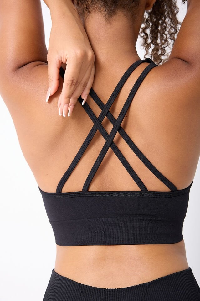 Sırtı Çapraz İpli Crop Top Seamless