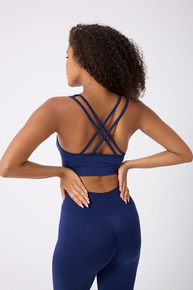 Sırtı Çapraz İpli Crop Top Seamless