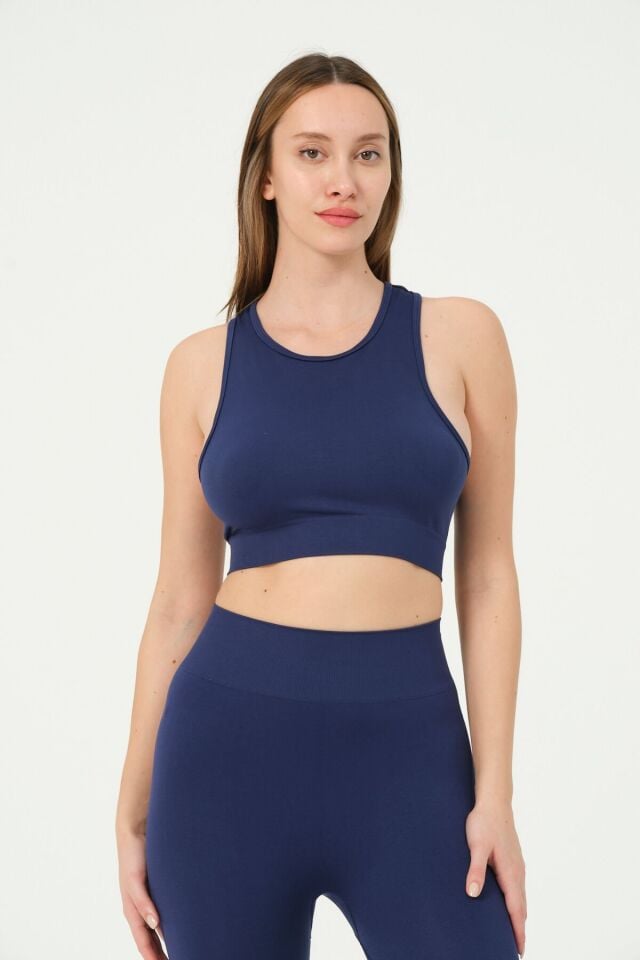 Sırtı Çapraz İpli Crop Top Seamless