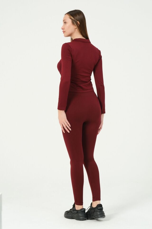 Fermuarlı Uzun Kollu Crop Top