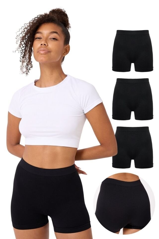 3'lü Kadın Dikişsiz Basic Boxer