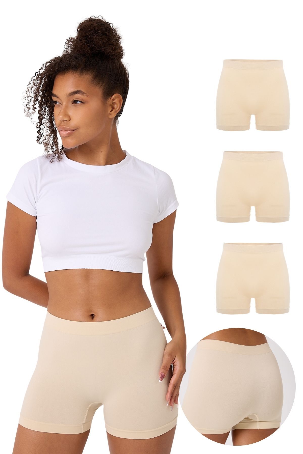 3'lü kadın seamless boxer