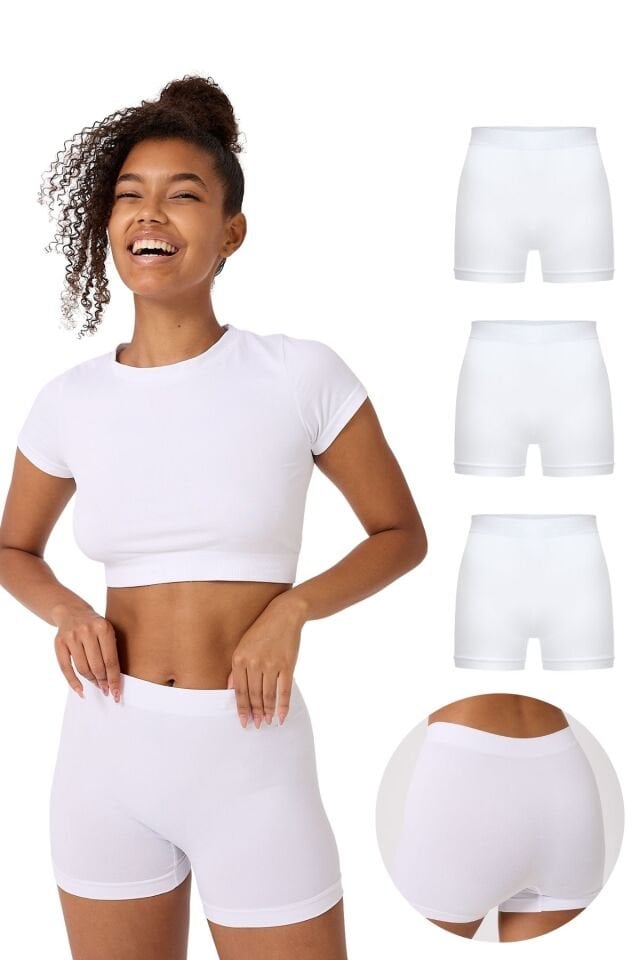 3'lü Kadın Dikişsiz Basic Boxer