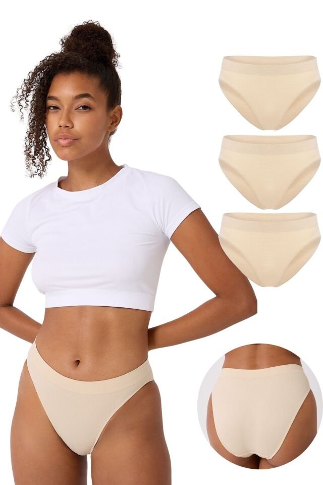 3'lü Kadın Dikişsiz Basic Slip Külot