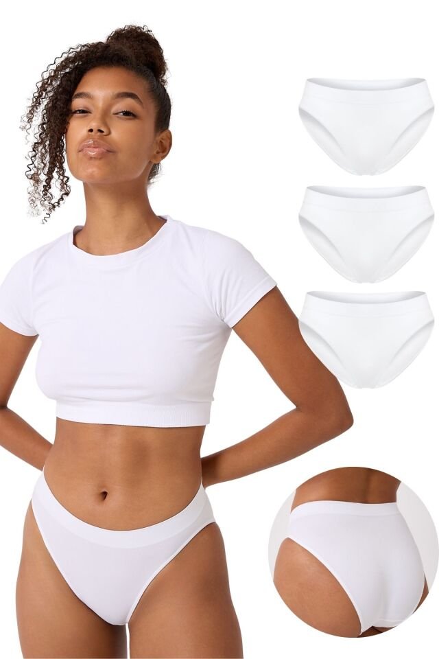 3'lü Kadın Dikişsiz Basic Slip Külot