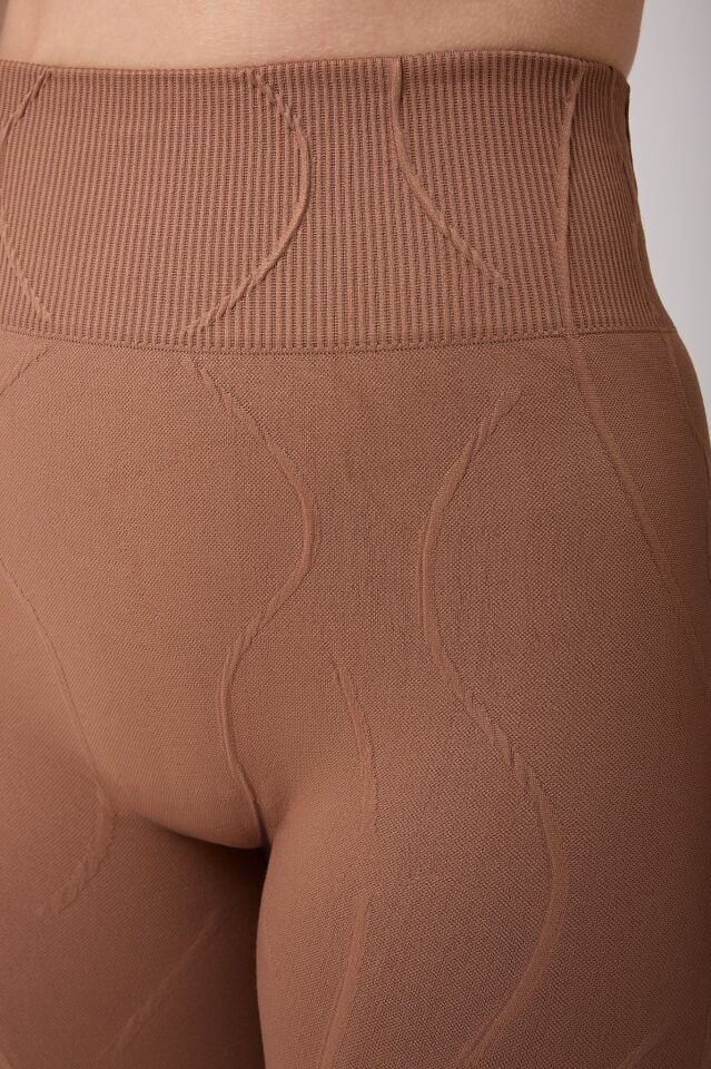 Wick Çizgili Arkası Toplamalı Toparlayıcı Etkili Yüksek Bel Tayt Seamless