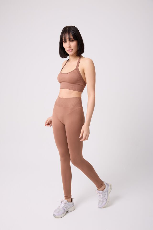 Aura Arkası Toplamalı Toparlayıcı Etkili Yüksek Bel Seamless Tayt