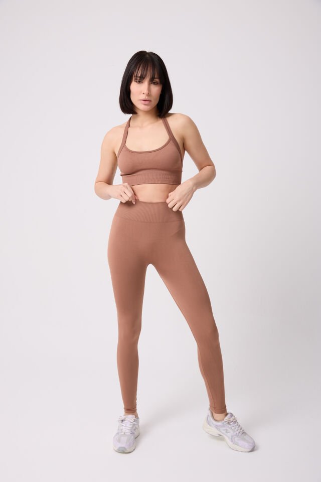 Aura Arkası Toplamalı Toparlayıcı Etkili Yüksek Bel Seamless Tayt